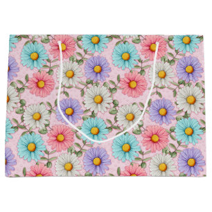 Pretty Colorful Daisies Large Gift Bag