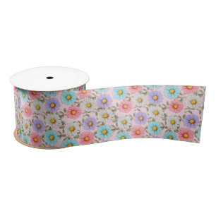 Pretty Colorful Daisies  Satin Ribbon