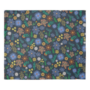 Pretty Colorful Ditsy Floral Blue Design Duvet Cover