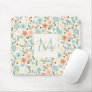 Pretty Colorful Ditsy Floral White Design Mouse Pad