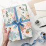 Pretty Colorful Ditsy Floral White Design Wrapping Paper