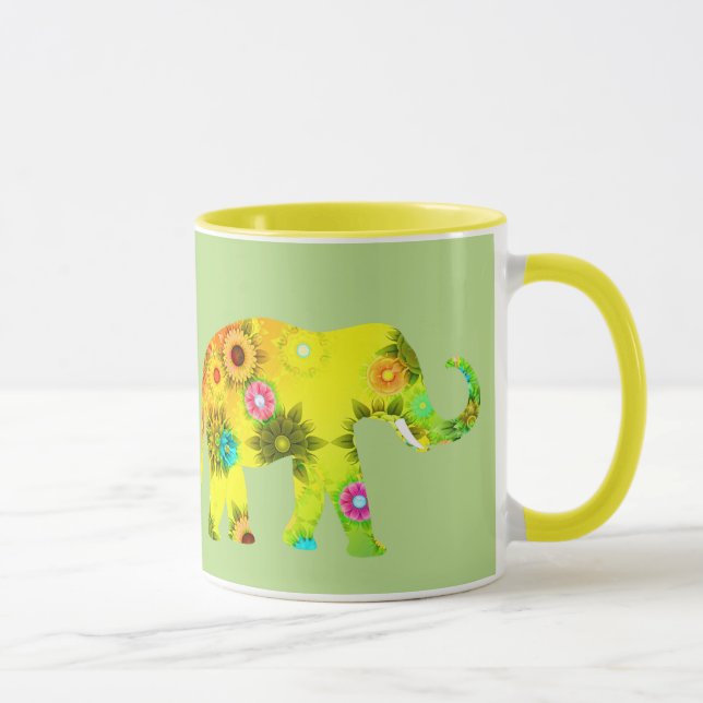 Pretty Colorful Elephants Coffee Mug (Right)