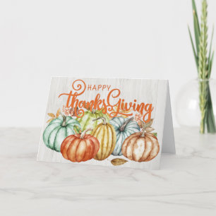 Pretty Colorful Fall Pumpkins Happy Thanksgiving Card