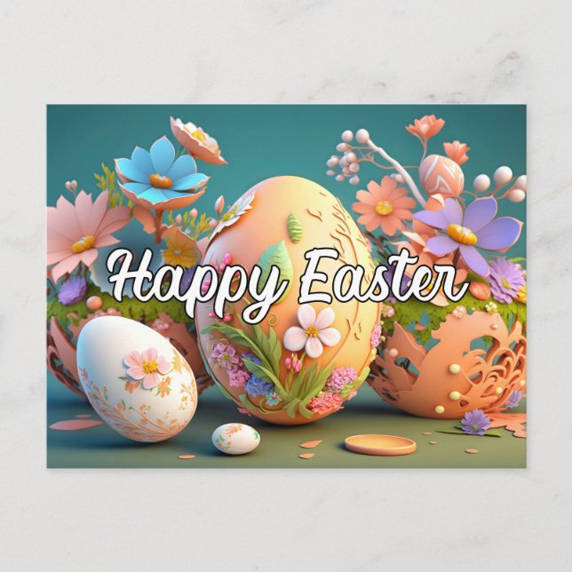 Pretty Colorful Festive Easter Collage Postcard (Front)