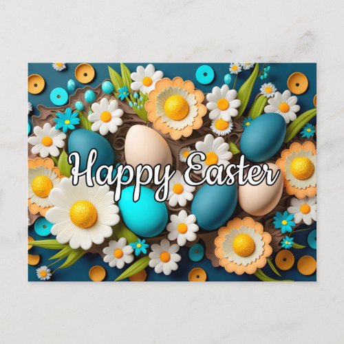 Pretty Colorful Festive Easter Collage Postcard