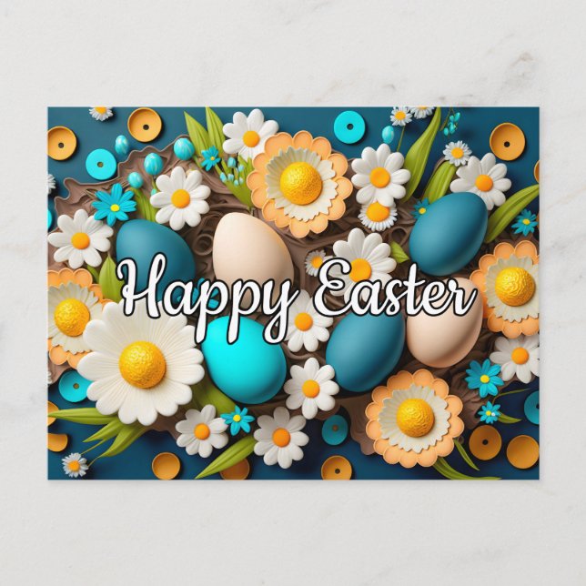 Pretty Colorful Festive Easter Collage Postcard (Front)