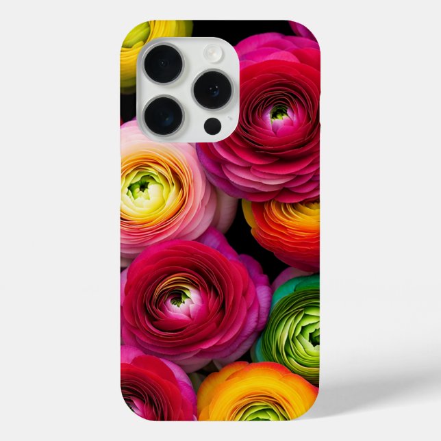 Pretty Colorful Floral #33 - iPhone 15 Pro Cases (Back)
