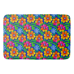 Pretty Colorful Floral Bath Mat