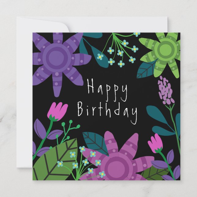 Pretty Colorful Floral Birthday Card (Front)