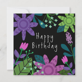Pretty Colorful Floral Birthday Card