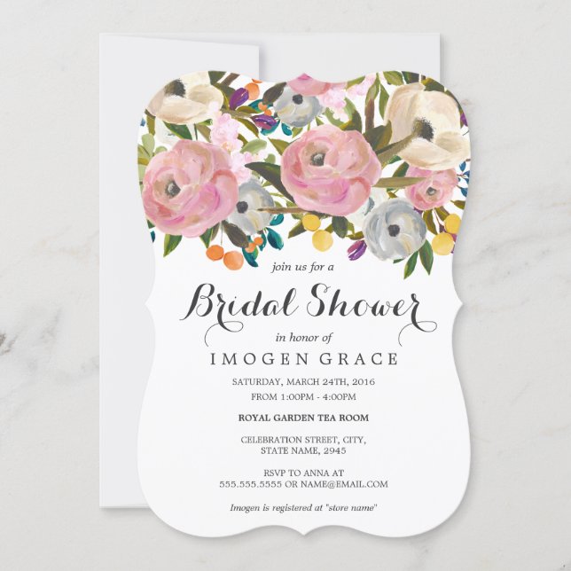 Pretty Colorful Floral Bridal Shower Invitation (Front)