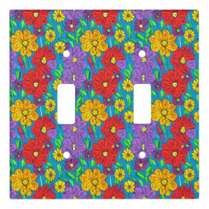 Pretty Colorful Floral Pattern Light Switch Cover