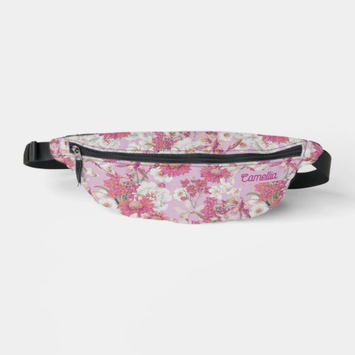 Pretty Colorful Floral Pattern Purple Pink Custom Fanny Pack