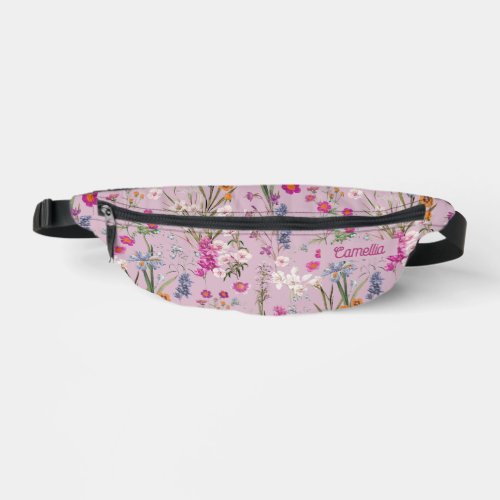 Pretty Colorful Floral Pattern Purple Pink Custom Fanny Pack