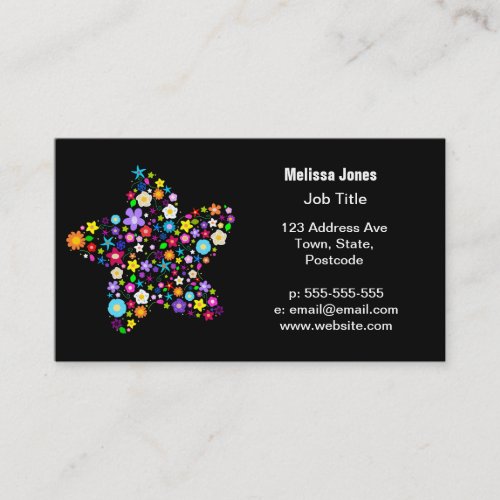 Pretty Colorful Floral Star Business Card Templates