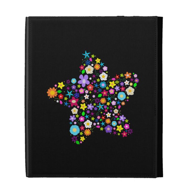 Pretty Colorful Floral Star iPad Folio Case (Front)
