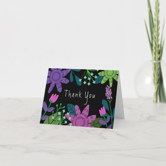 Pretty Colorful Floral  Thank You Card (Front)