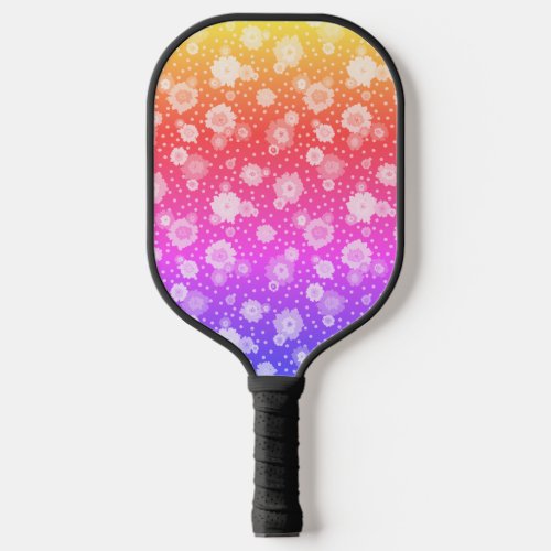 Pretty Colorful Flower Floral Hand Drawn Design  Pickleball Paddle