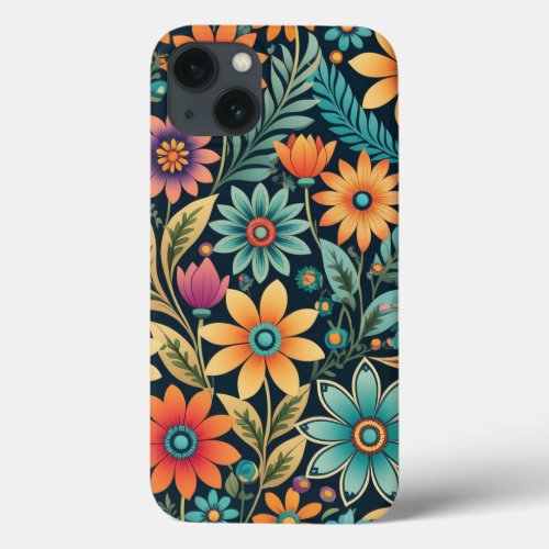 Pretty Colorful Flower Pattern Spring Floral Art iPhone 13 Case