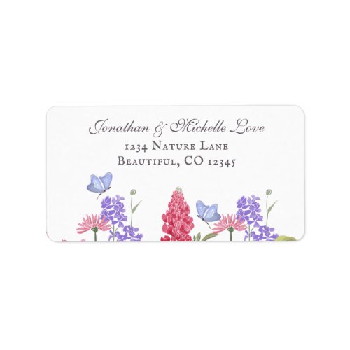 Pretty Colorful Flowers and Butterflies Address Label