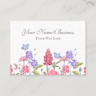 Pretty Colorful Flowers and Butterflies Garden Business Card