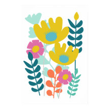 Pretty colorful flowers green yellow wall 