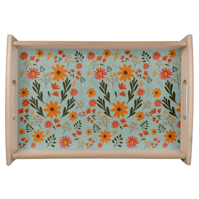 Pretty Colorful Flowers Serving Tray (Front)