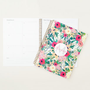 Pretty Colorful Flowers White Botanical Planner