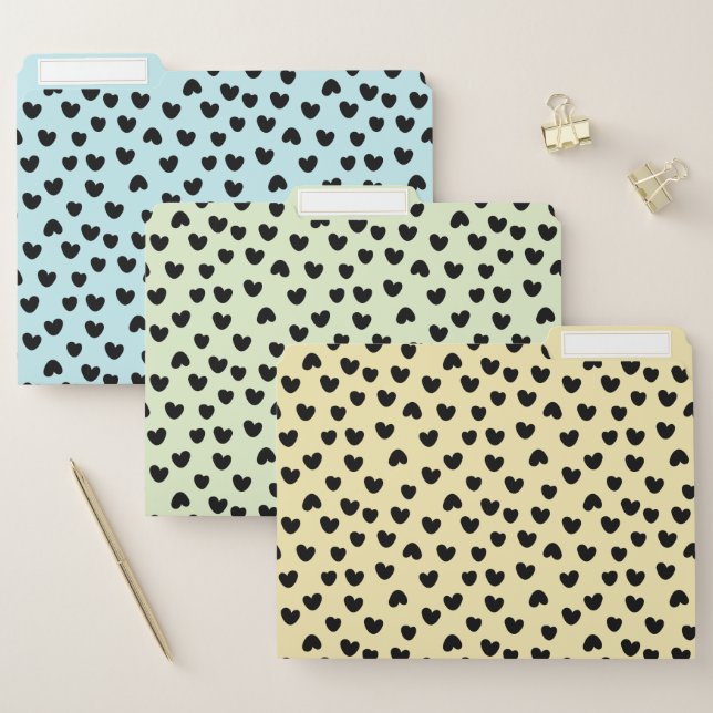 Pretty colorful hearts pattern pastel colors   file folder (Set)