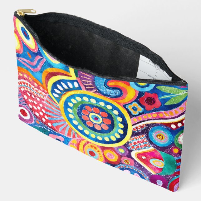 Pretty Colorful Hippie Abstract Accessory Pouch (Open)