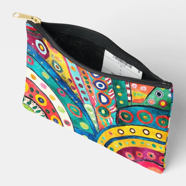 Pretty Colorful Hippie Abstract Accessory Pouch (Open)
