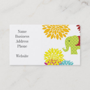 Pretty Colorful Hippie Elephant Flower Power Business Card