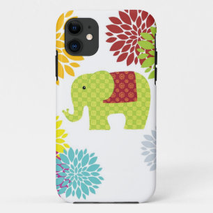 Pretty Colorful Hippie Elephant Flower Power iPhone 11 Case