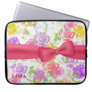 Pretty Colorful Impressionist Flowers Laptop Sleeve