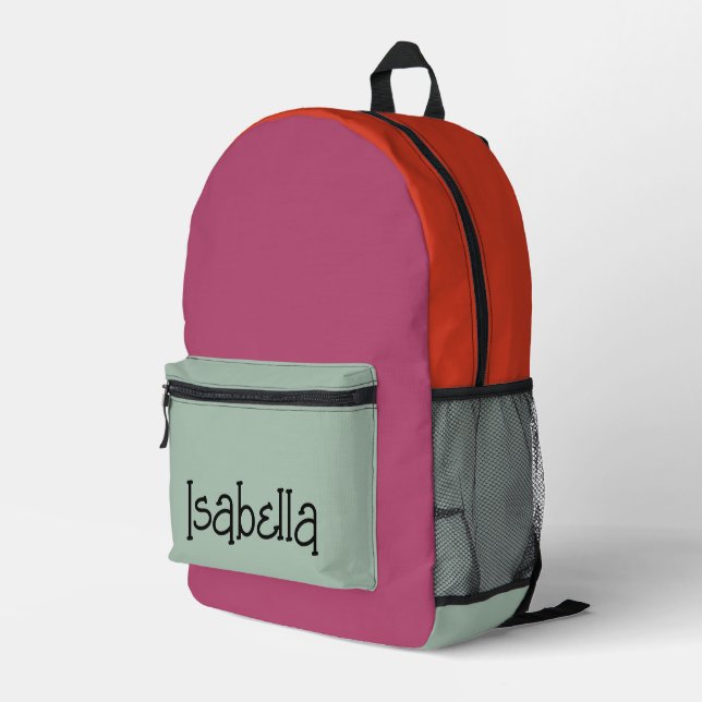 Pretty Colorful Modern Custom Name Printed  Backpack (Back Corner Right)