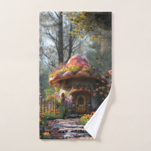 Pretty colorful mushroom house hand towel