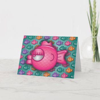 Pretty Colorful Pink Fish Greeting Card by nyxxie at Zazzle
