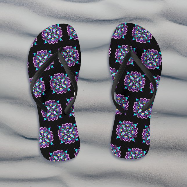 Pretty Colorful Purple Mandala Mystical Flip Flops (Creator Uploaded)