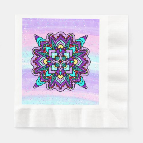 Pretty Colorful Purple Mandala Mystical Napkins