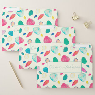 Pretty Colorful Seashells Beige Pattern File Folder