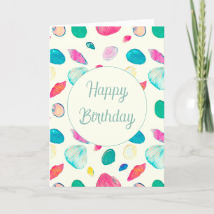 Pretty Colorful Seashells Beige Pattern Thank You Card