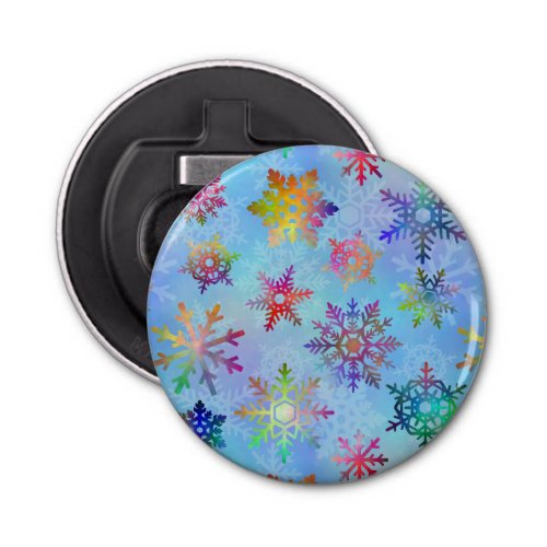 Pretty Colorful Snowflakes Christmas Pattern Bottle Opener