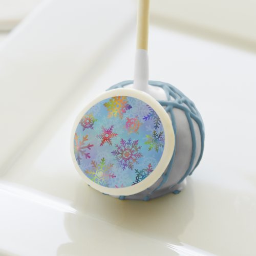 Pretty Colorful Snowflakes Christmas Pattern Cake Pops