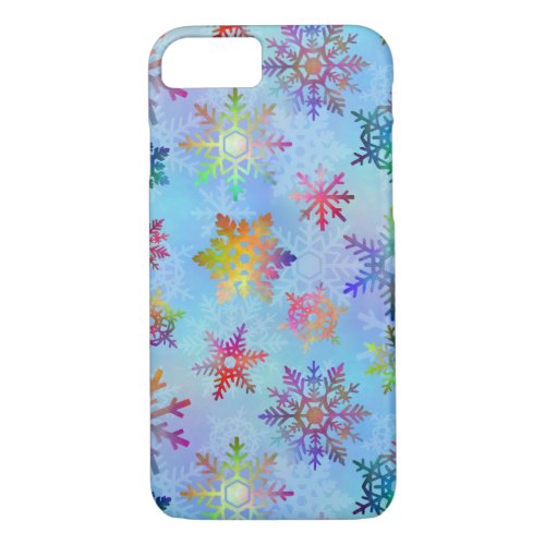 Pretty Colorful Snowflakes Christmas Pattern iPhone 87 Case