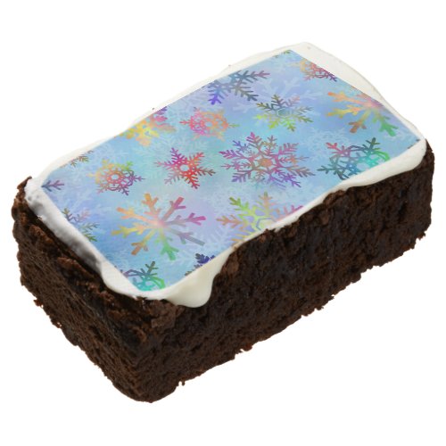 Pretty Colorful Snowflakes Christmas Pattern Chocolate Brownie