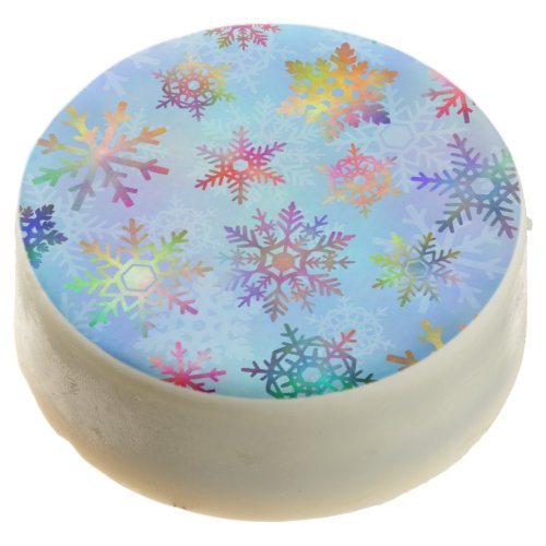 Pretty Colorful Snowflakes Christmas Pattern Chocolate Dipped Oreo