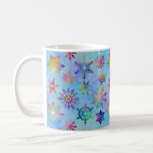 Pretty Colorful Snowflakes Christmas Pattern Coffee Mug