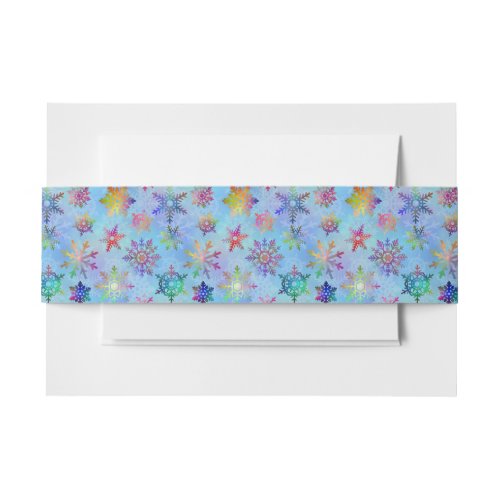 Pretty Colorful Snowflakes Christmas Pattern Invitation Belly Band