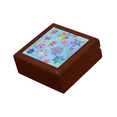 Pretty Colorful Snowflakes Christmas Pattern Keepsake Box