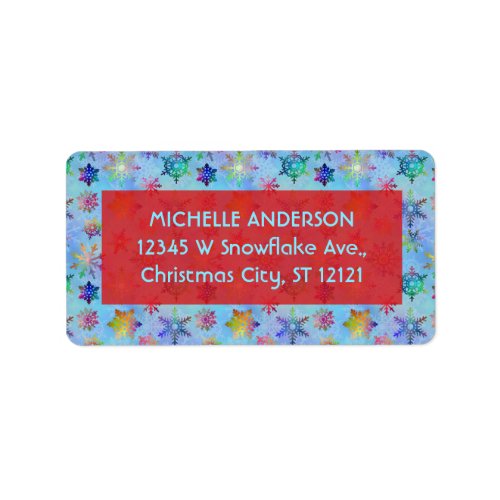 Pretty Colorful Snowflakes Christmas Pattern Label
